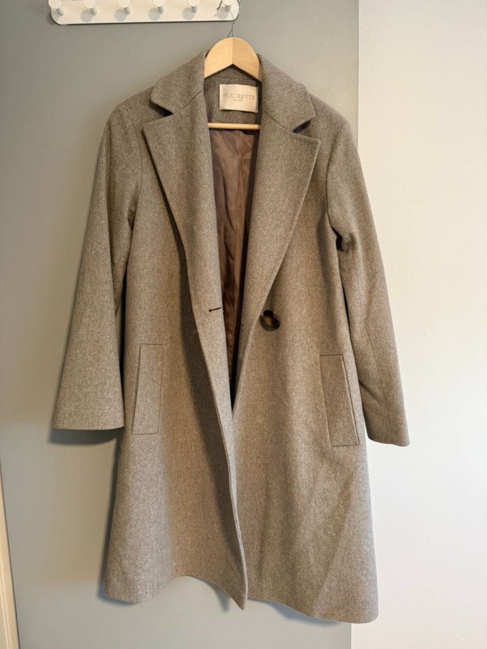 NWT Fleurette 100% Wool Long Coat - Loro Piana Fabric - Size 6 - Quiet
